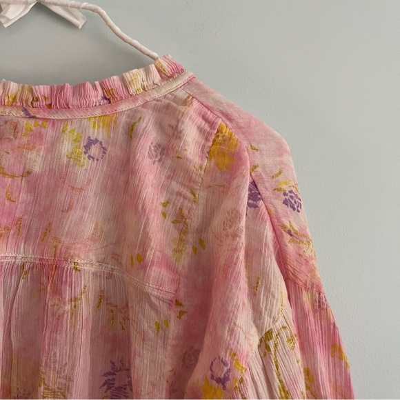 Anthroplogie X Pilcro Tavi Pink Pastel Floral Lightweight Blouse Small - Picture 11 of 16